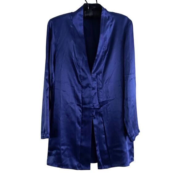 Haider Ackermann Shawl Collar Tunic Blouse size FR 34 Cobalt Blue Silk Satin - Picture 12 of 12